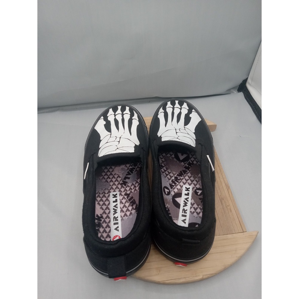 BOY'S AIRWALK-SIDEKICK CANVAS FABRIC SKELATON SLIP‎ ON BLACK ATHLETIC Shoes Sz 5 - Picture 10 of 16